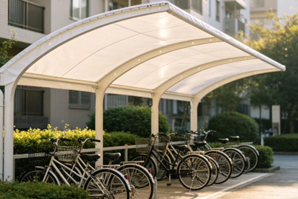 PVC Tarpaulin Membrane Structure Bicycle Shelter Solution