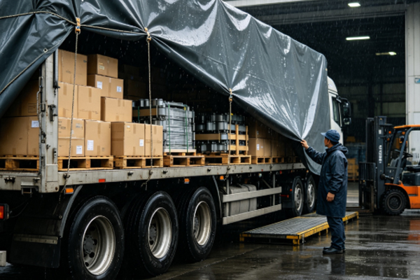 PVC Tarpaulin Rainproof Solution for Goods in Logistics Transportation