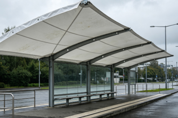 PVC Tarpaulin Membrane Structure Bus Shelter Solution