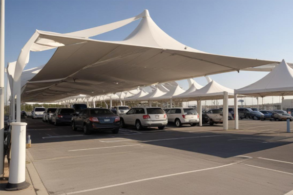 PVC Tarpaulin Membrane Structure Parking Canopy Construction Solution
