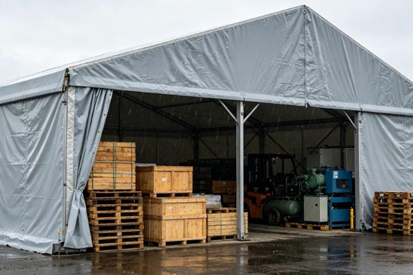 Rainproof PVC Tent Solution for Temporary Cargo Storage