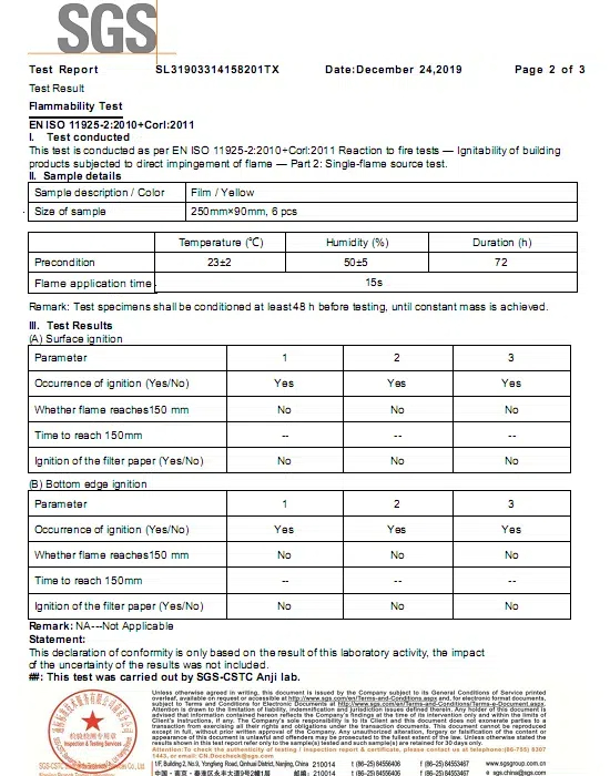 SGS certification - PVC 551-5