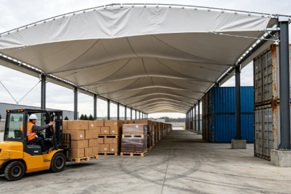 PVC Tarpaulin Membrane Structure Warehousing Solution