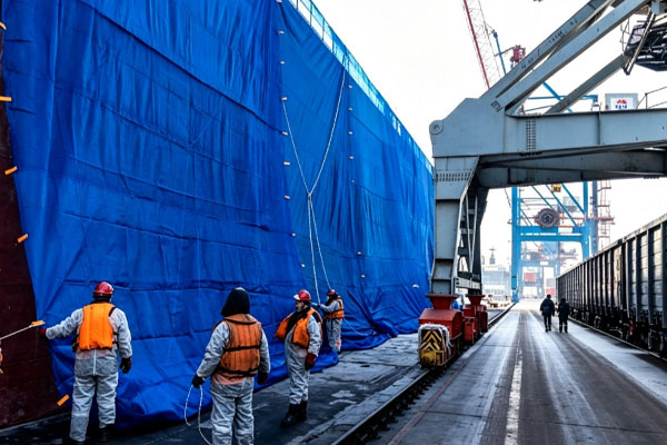 Port Bulk Cargo Storage PVC Tarpaulin Protection Solution