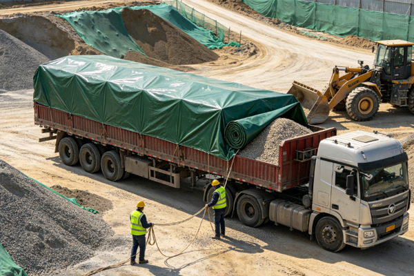 PVC Tarpaulin Dust and Rain Protection Solution for Sand and Gravel Transportation