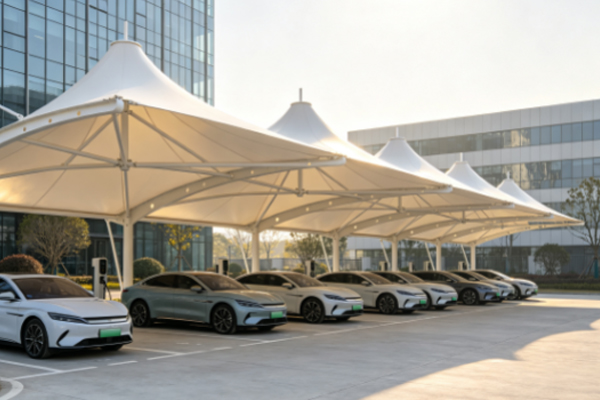 PVC Tarpaulin Membrane Structure Solutions for Industrial Park Parking Shelters